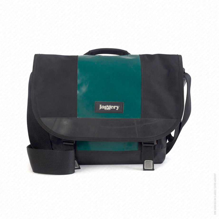 Doer's Messenger Bag in Black & Parrot Green [13" compatible]