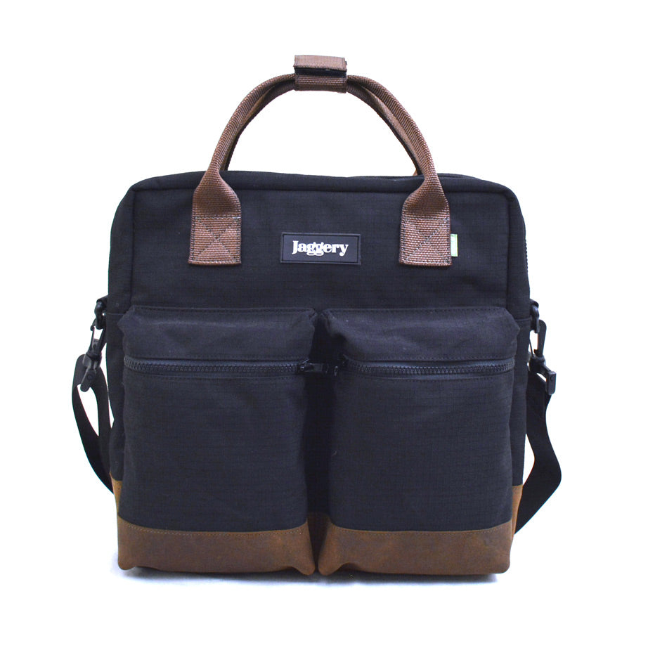 Black Cappuccino Pilot's Everyday Bag in Black & Nubuck [13" Laptop Bag]