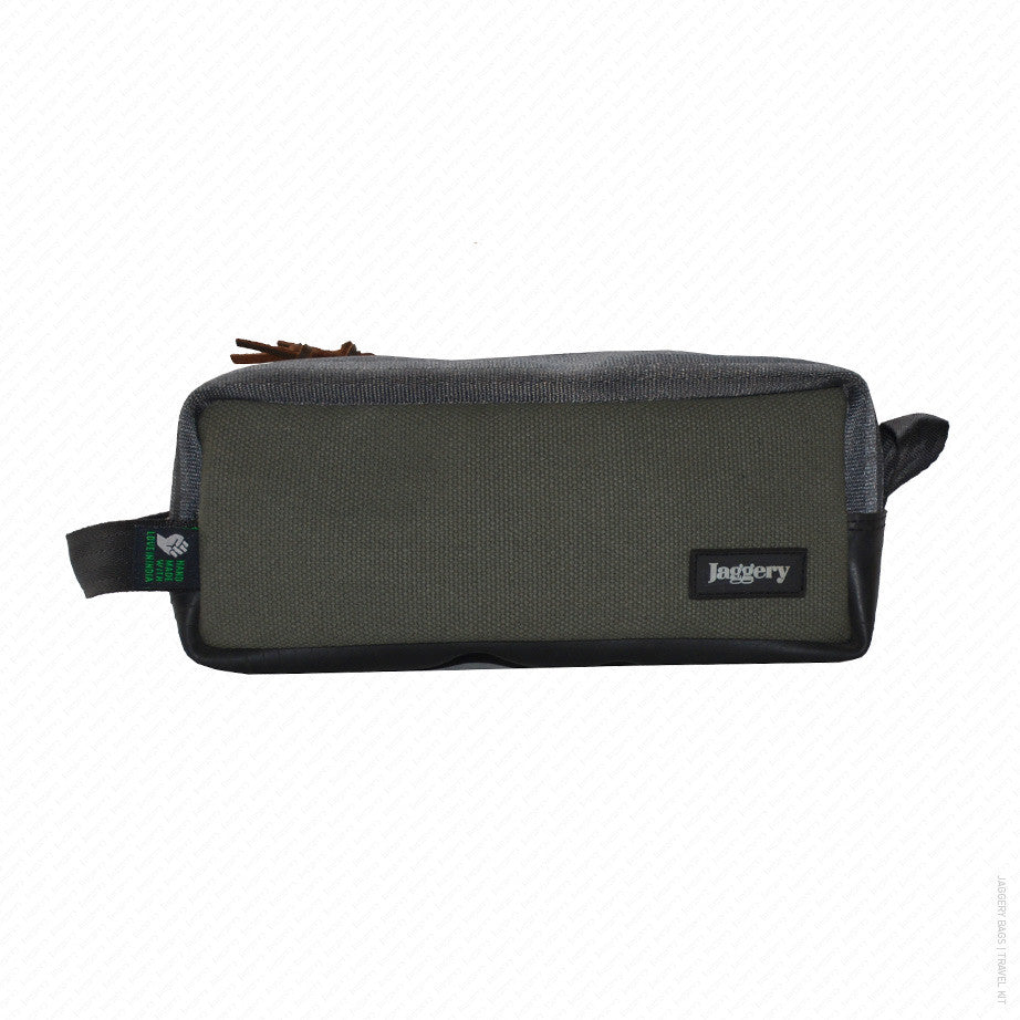 Travel Kit in Olive Green Canvas & Seat Belt