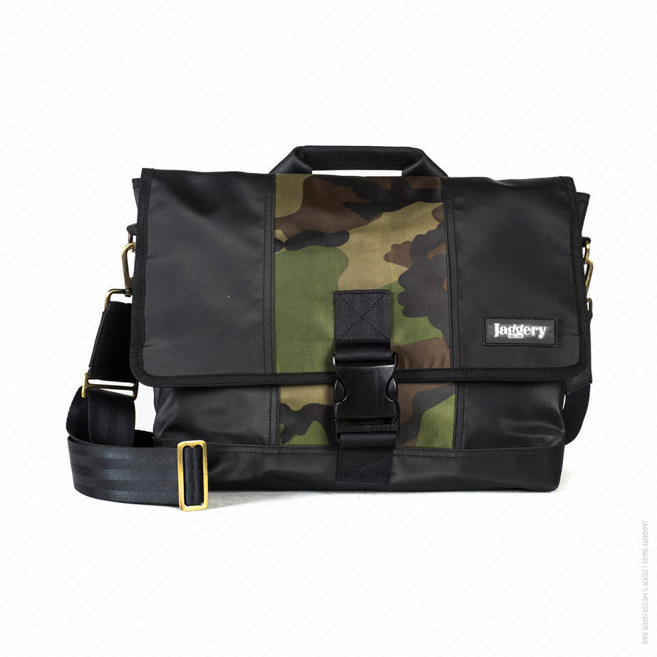 Schmick Messenger Bag in Black & Vintage Camo [15" laptop bag]