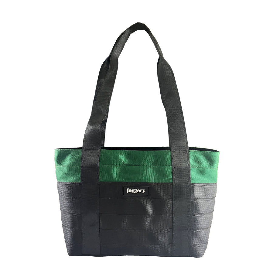 Surplus Green & Black Tote Bag in Cargo Belts and Car Seat Belts