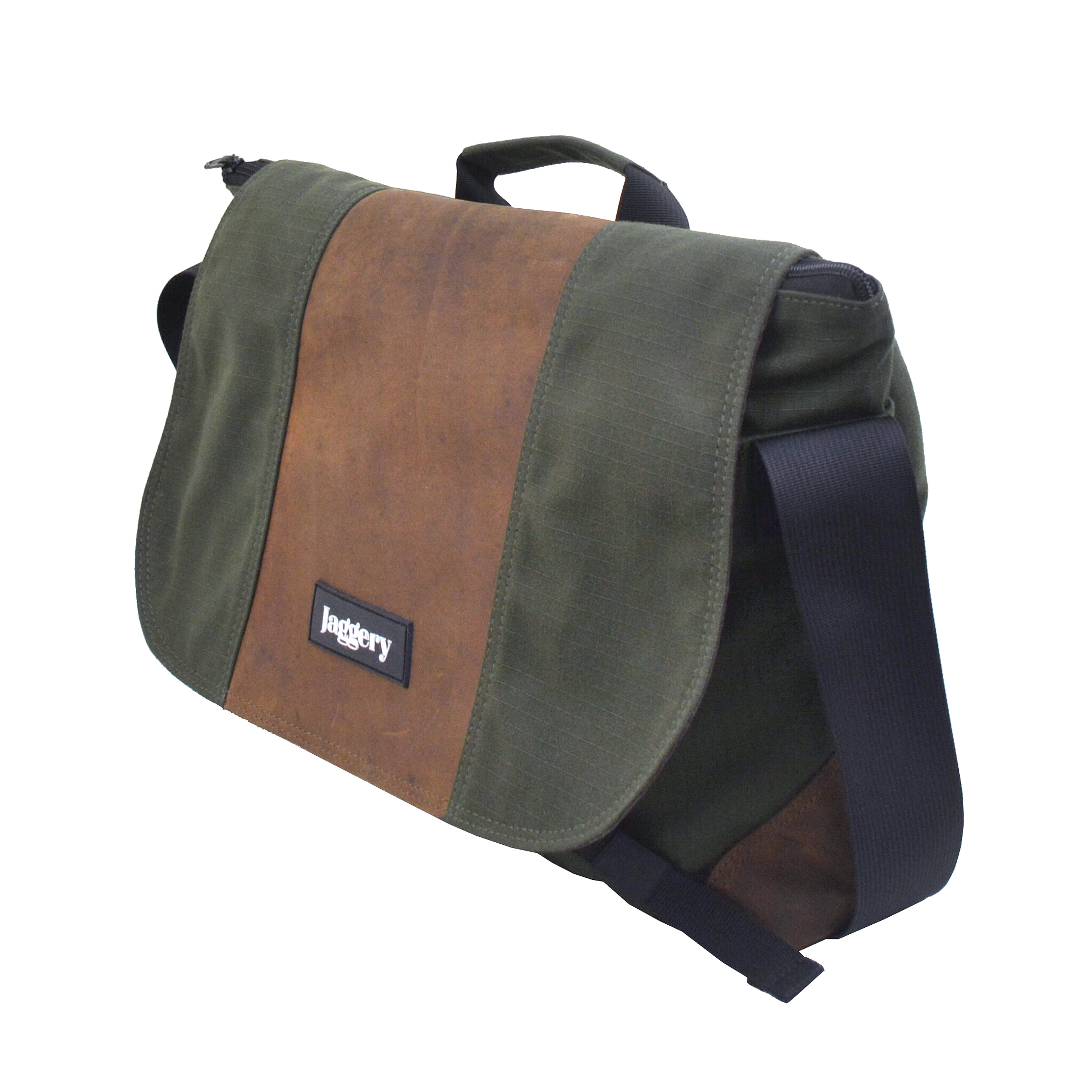 Outback and Beyond Doer's Messenger Bag in Rescued Army Olive Green Canvas & Salvaged Nubuck  [15" Laptop Bag]