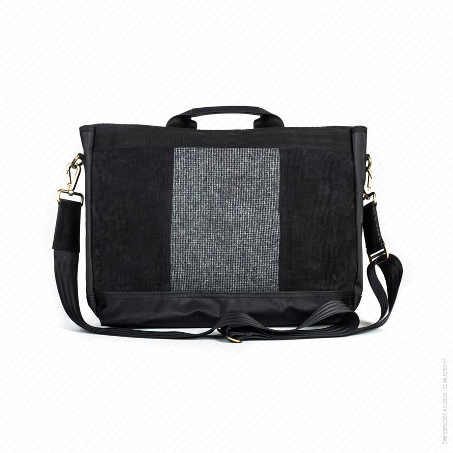 Schmick Messenger Bag in Black Corduroy & Tweed [15" laptop bag]