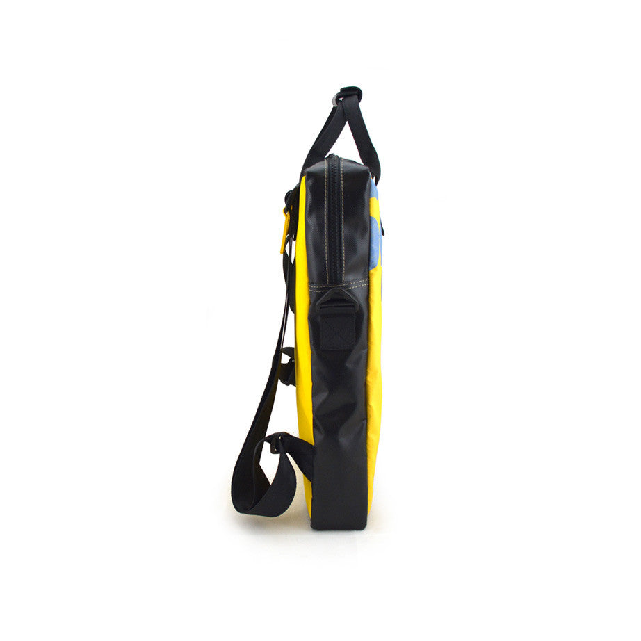 Mote One Backpack Lady in Saree in Blue on Yellow and Black [15"laptop bag]