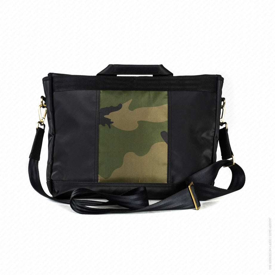 Schmick Messenger Bag in Black & Vintage Camo [15" laptop bag]