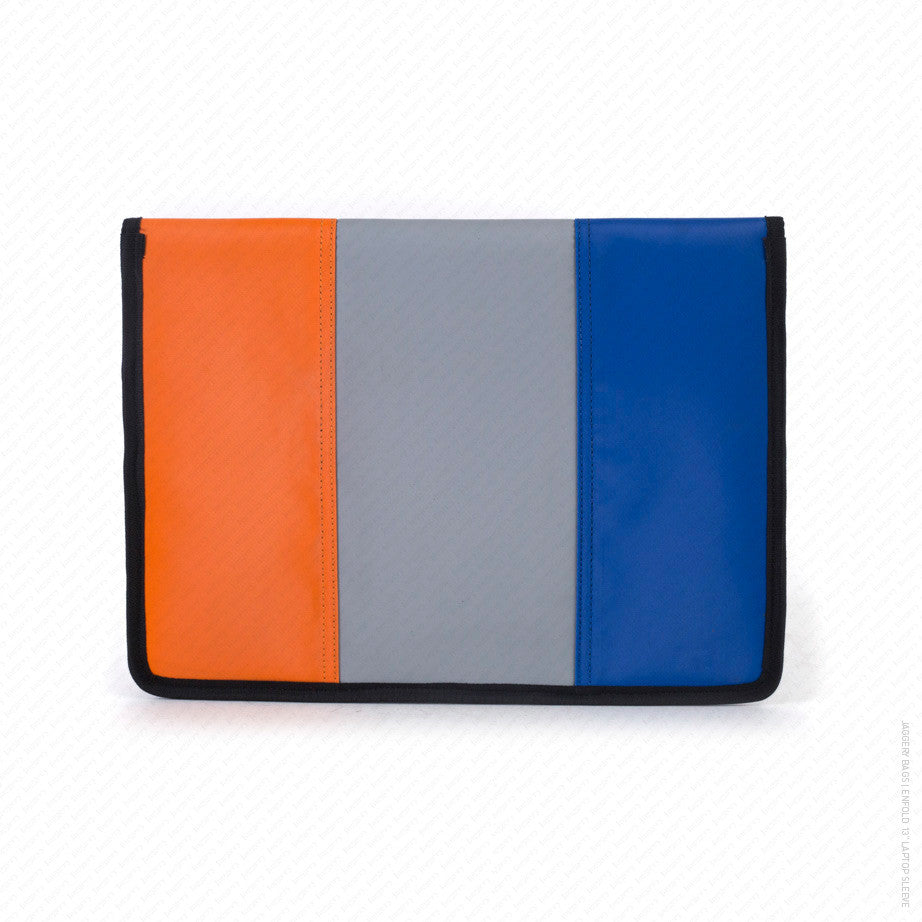 Enfold 13" Laptop Sleeve in Indigo Blue, Grey and Orange
