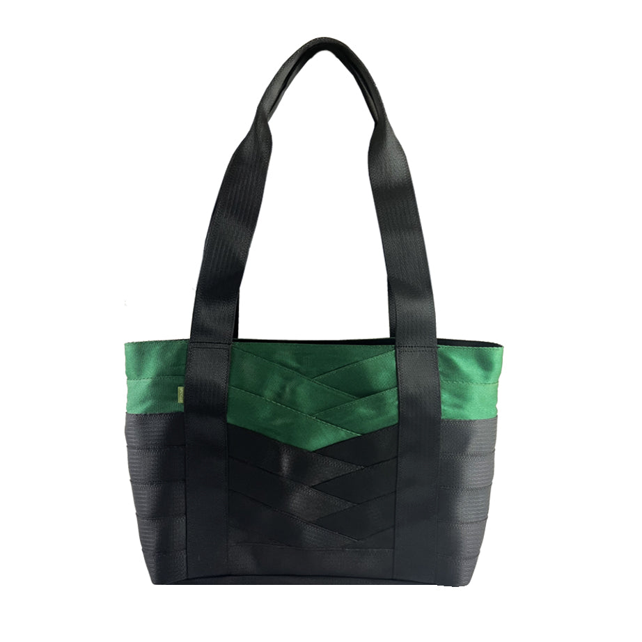 Surplus Green & Black Tote Bag in Cargo Belts and Car Seat Belts