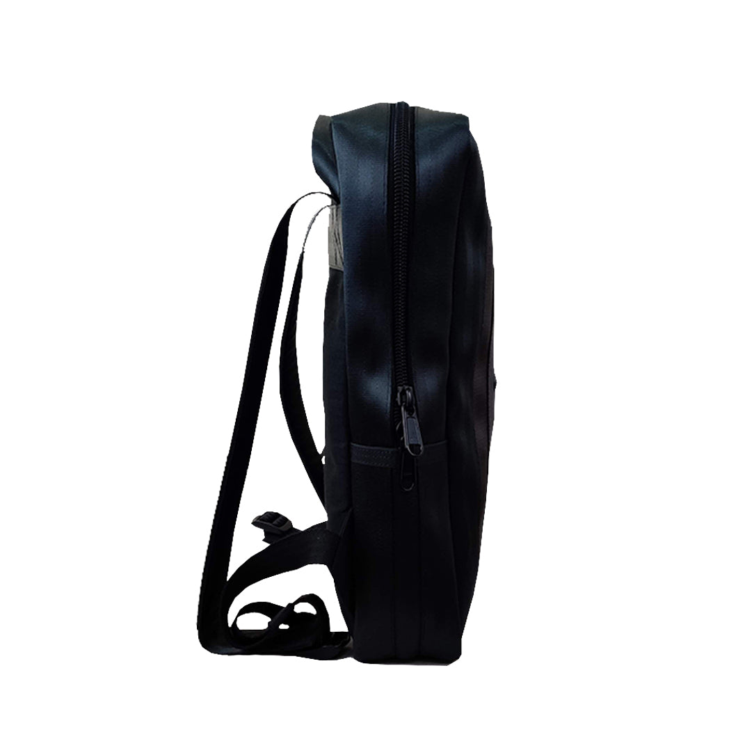 Noir Front Pack in Rescued Car Seat Belts [15" laptop bag]