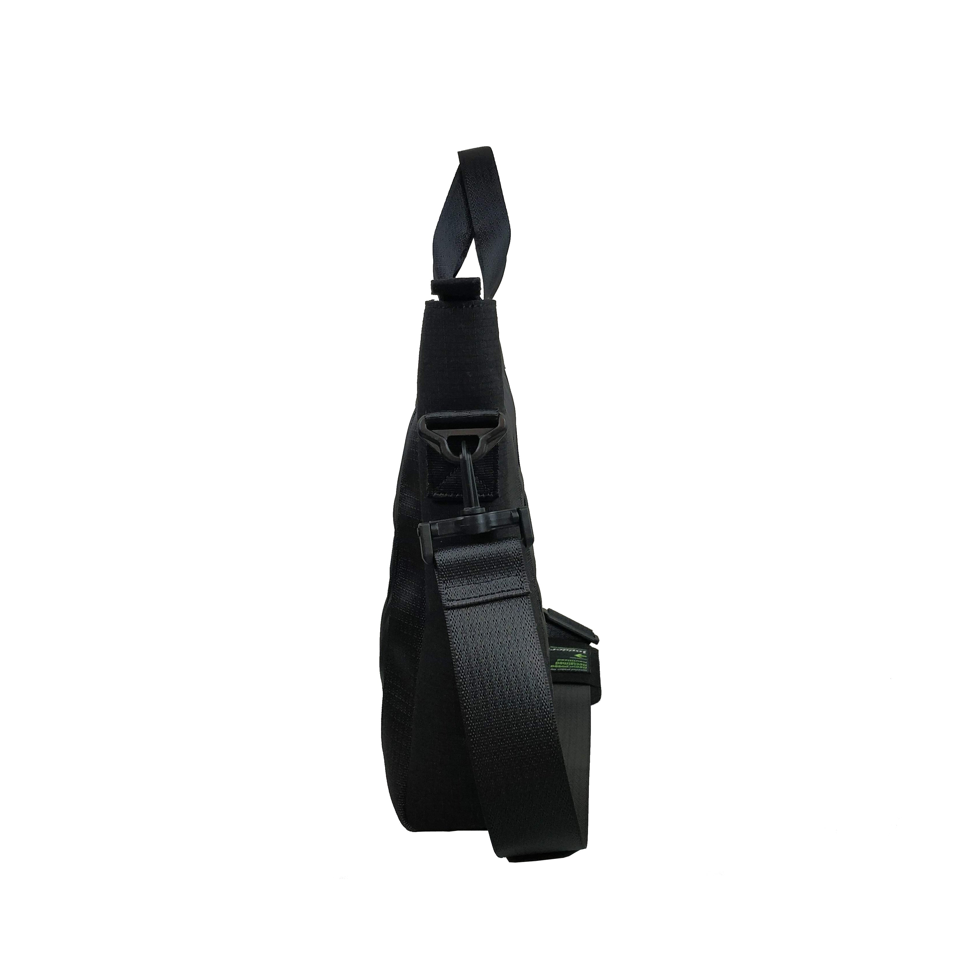 Noir Black Beauty Laptop Bag in Rescued Car Seat Belt