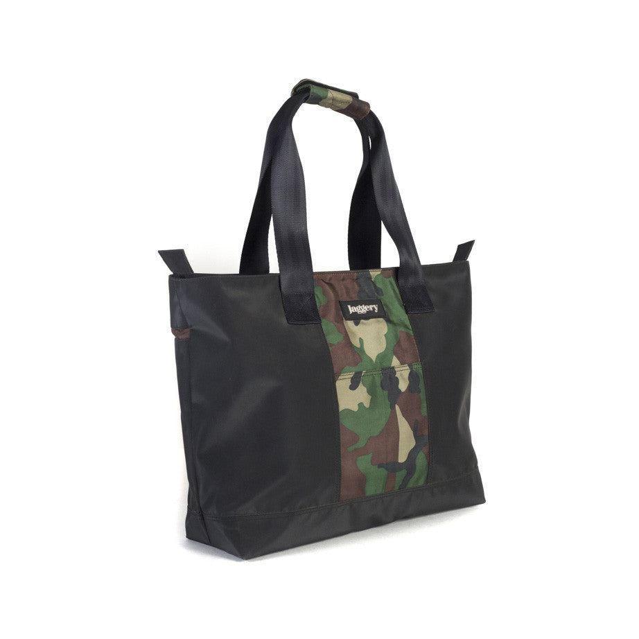 Festival Tote Bag in Black & Vintage Camo [long handle]