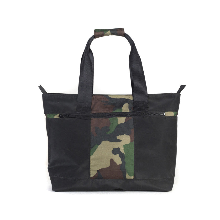 Festival Tote Bag in Black & Vintage Camo [long handle]