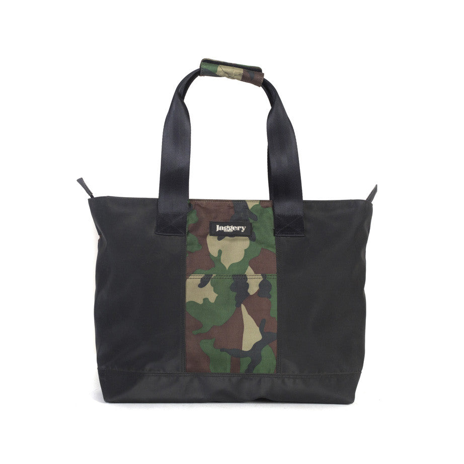 Festival Tote Bag in Black & Vintage Camo [long handle]