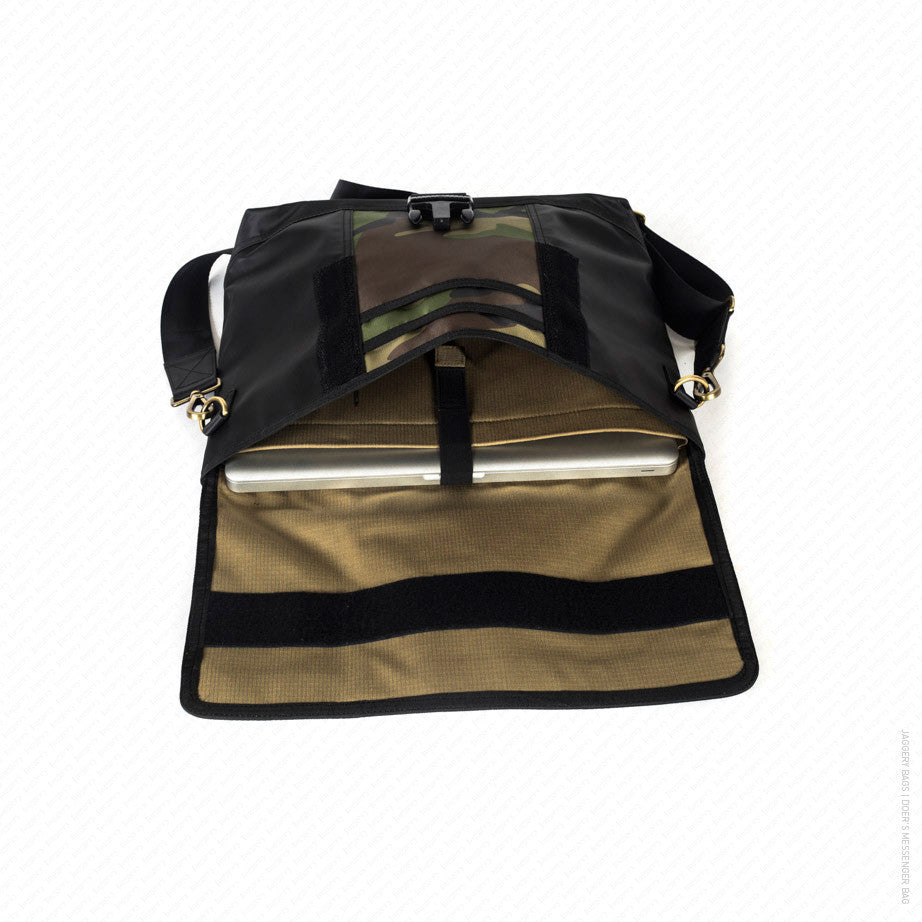 Schmick Messenger Bag in Black & Vintage Camo [15" laptop bag]