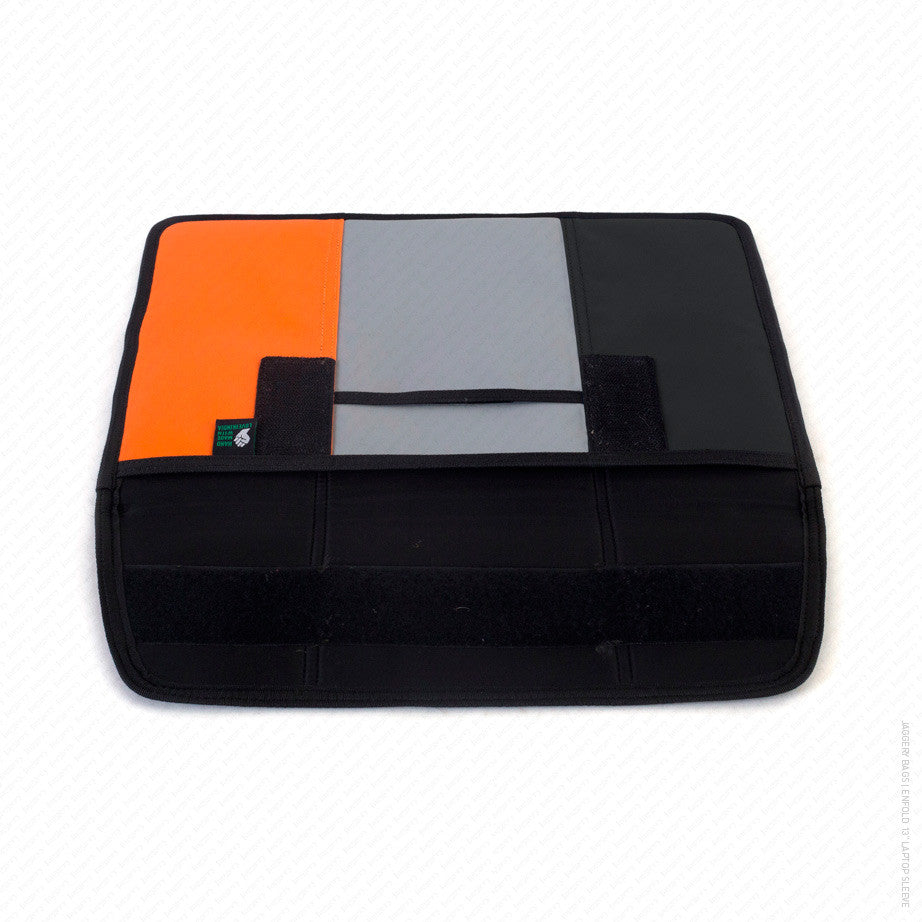 Enfold 13" Laptop Sleeve in Black, Grey and Orange