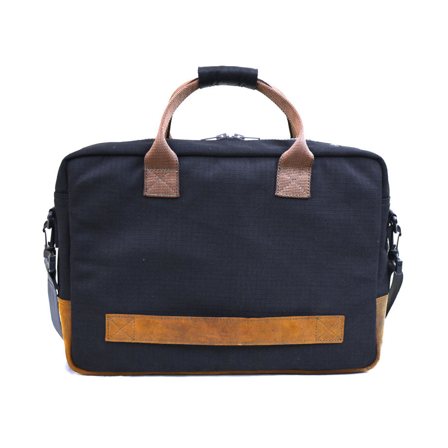 Black Cappuccino Hustler's Everyday Bag in Black Canvas & Salvaged Nubuck [15" Laptop Bag]