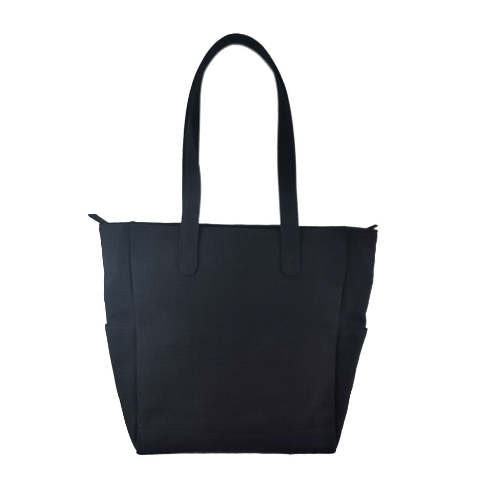 Serially Circular Marlini Vegan Tote in Ex-British Cargo Belts & Ex-Army Black Canvas