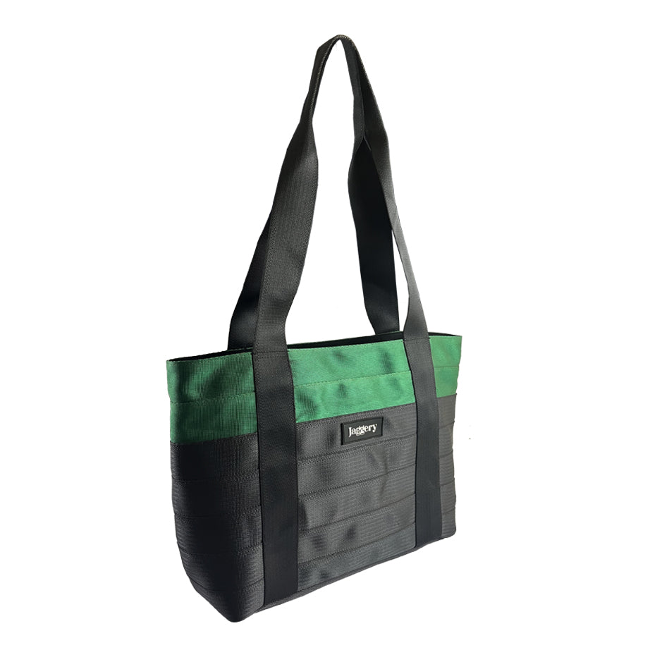 Surplus Green & Black Tote Bag in Cargo Belts and Car Seat Belts