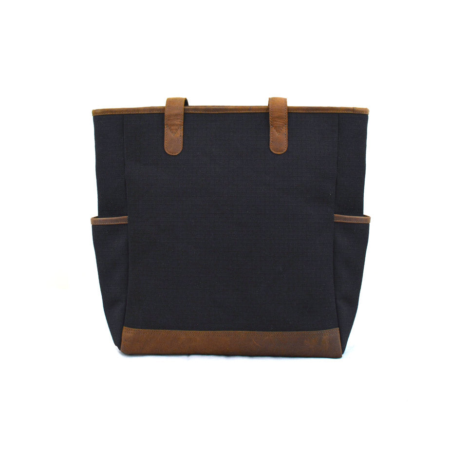 Black Cappuccino Marlini Tote Bag in Rescued Black Canvas & Salvaged Nubuck