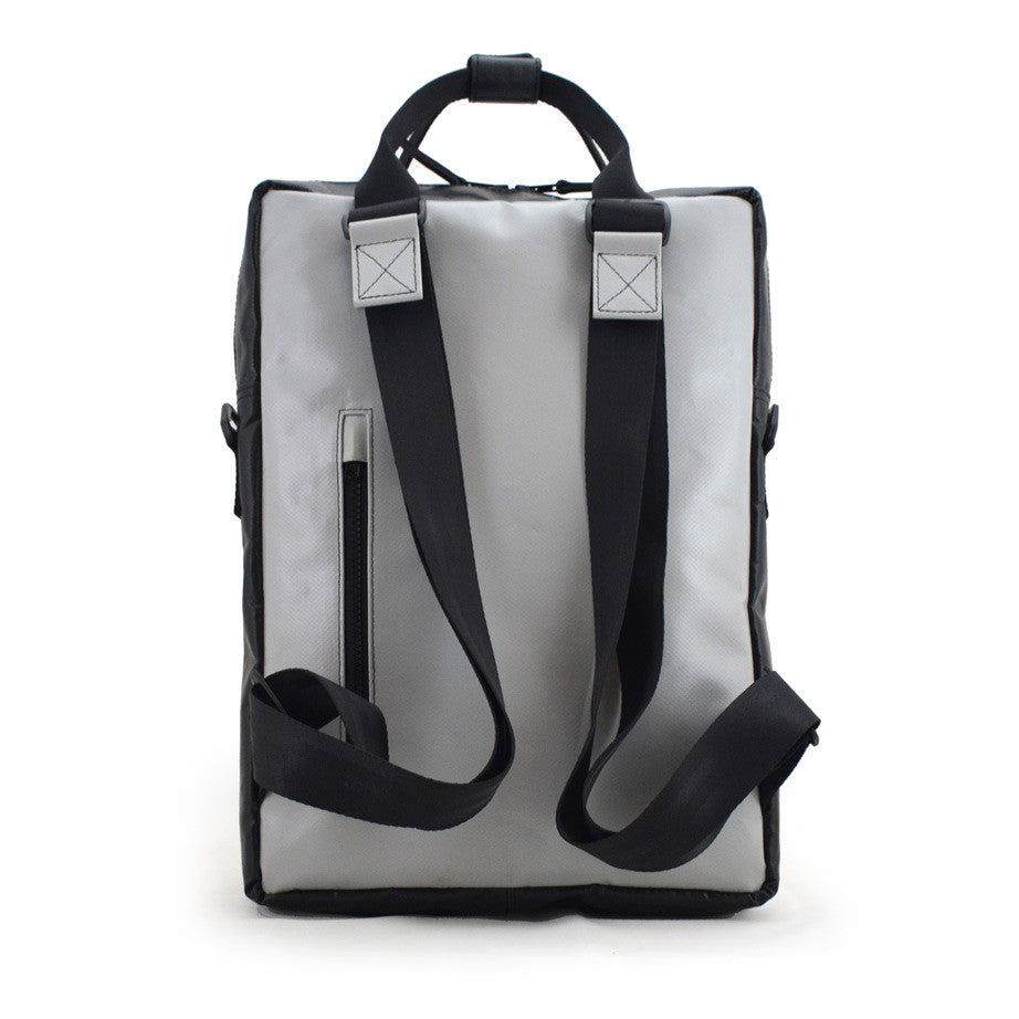 Mote One Backpack in Nietsche Print in White on Grey [15"laptop bag]