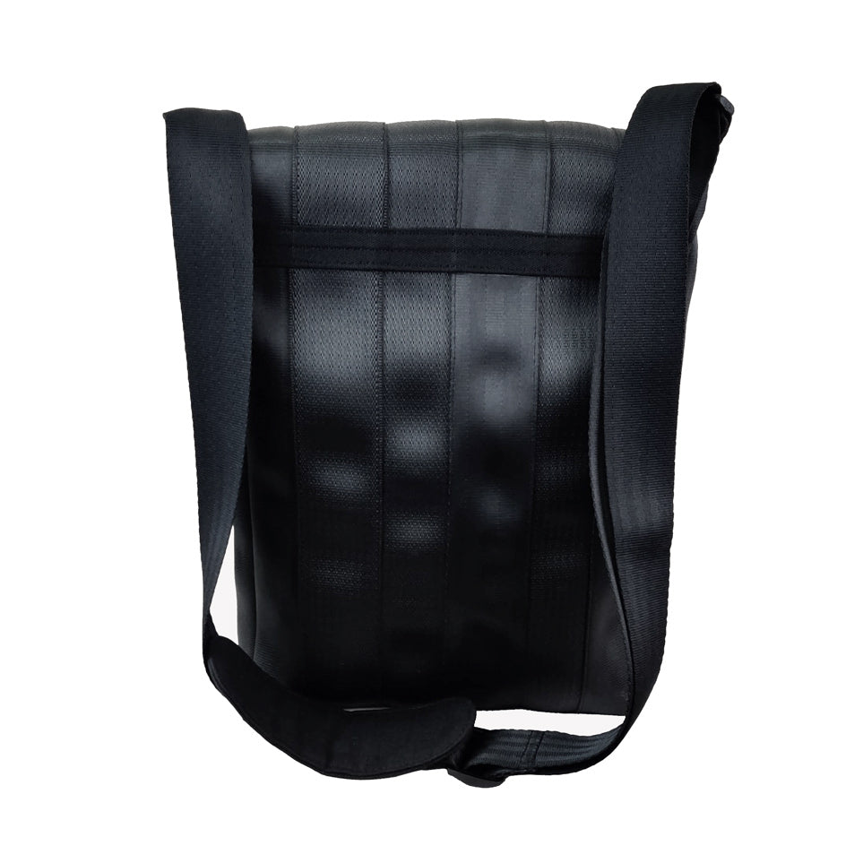 Noir Freelancer's Satchel Bag in Rescued Car Seat Belts [11" cafe bag]