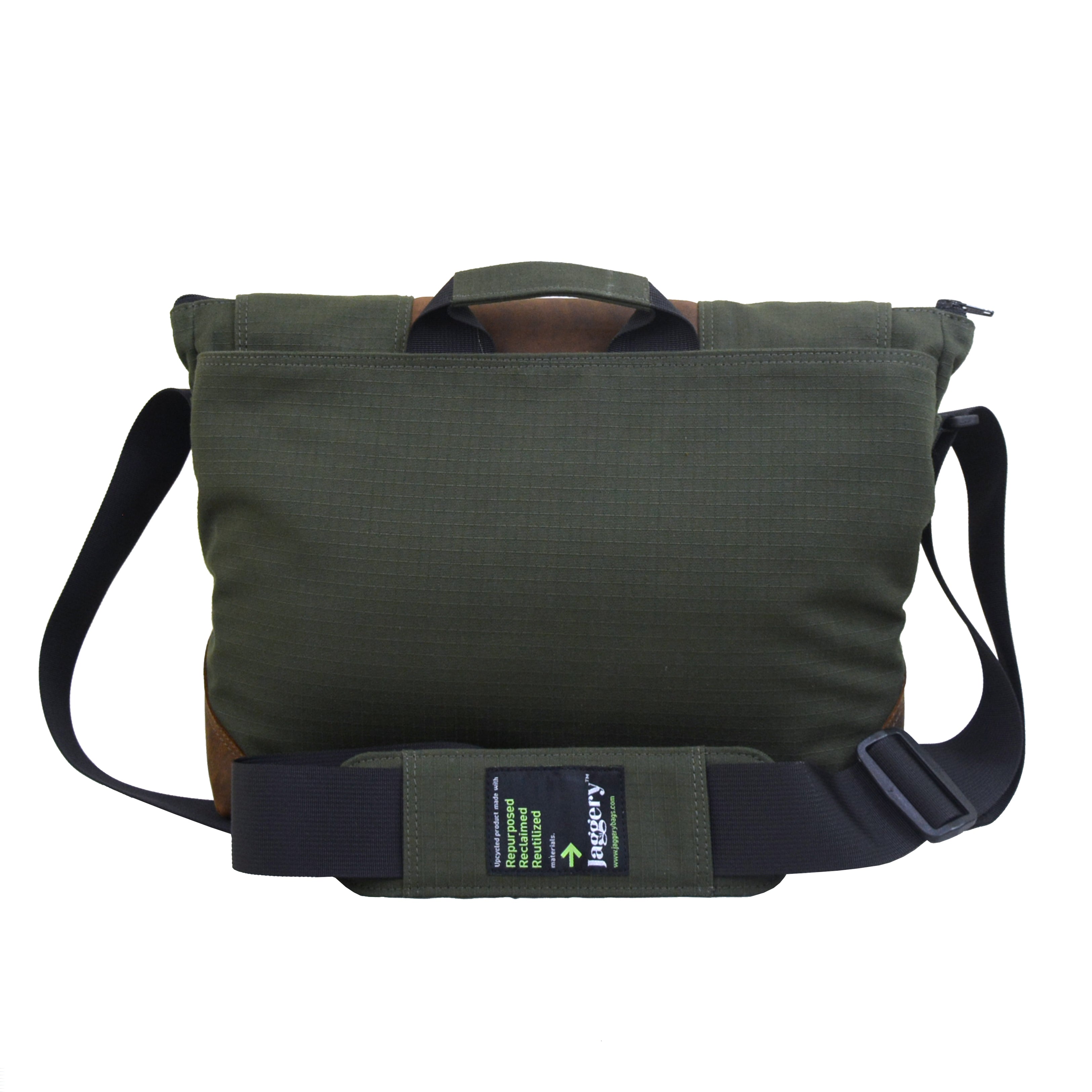 Outback and Beyond Doer's Messenger Bag in Rescued Army Olive Green Canvas & Salvaged Nubuck  [15" Laptop Bag]