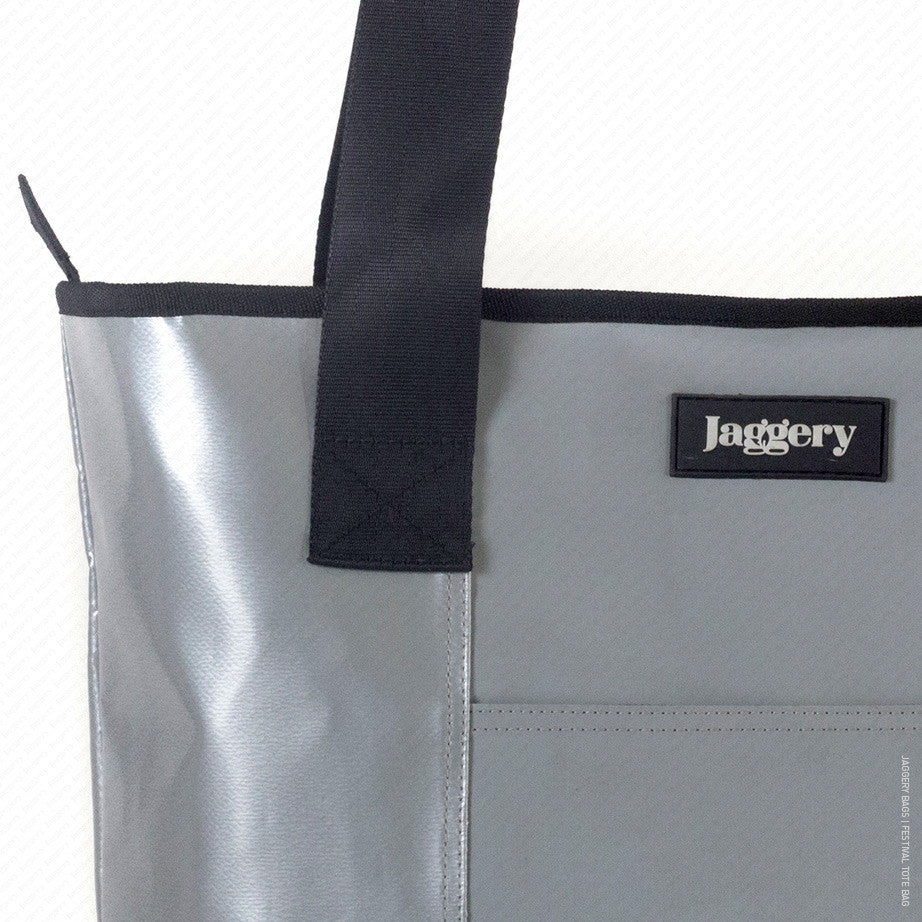 Festival Tote Bag in Silver & Grey [long handle]