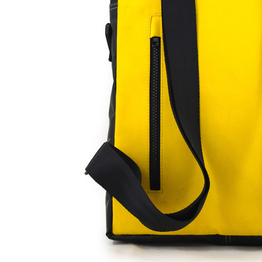 Mote One Backpack Lady in Saree in Blue on Yellow and Black [15"laptop bag]