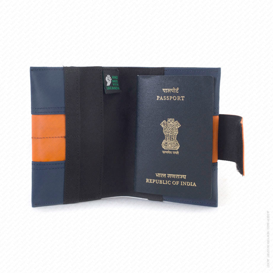 New York Passport Jacket in Dark Blue and Orange