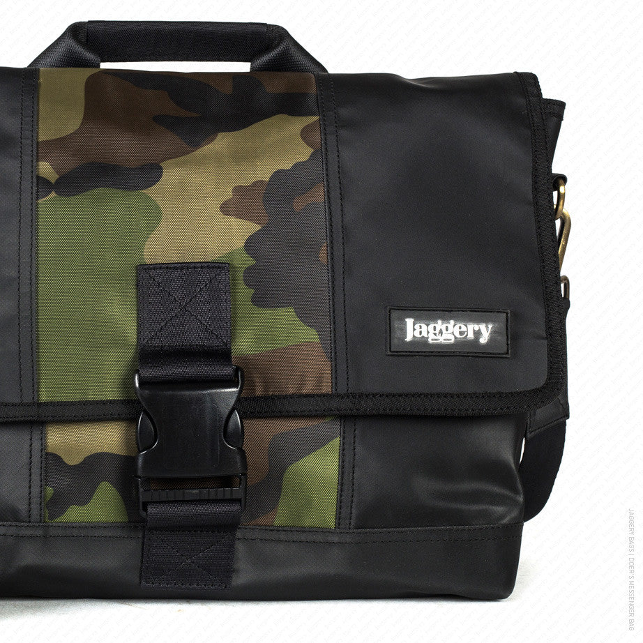 Schmick Messenger Bag in Black & Vintage Camo [15" laptop bag]