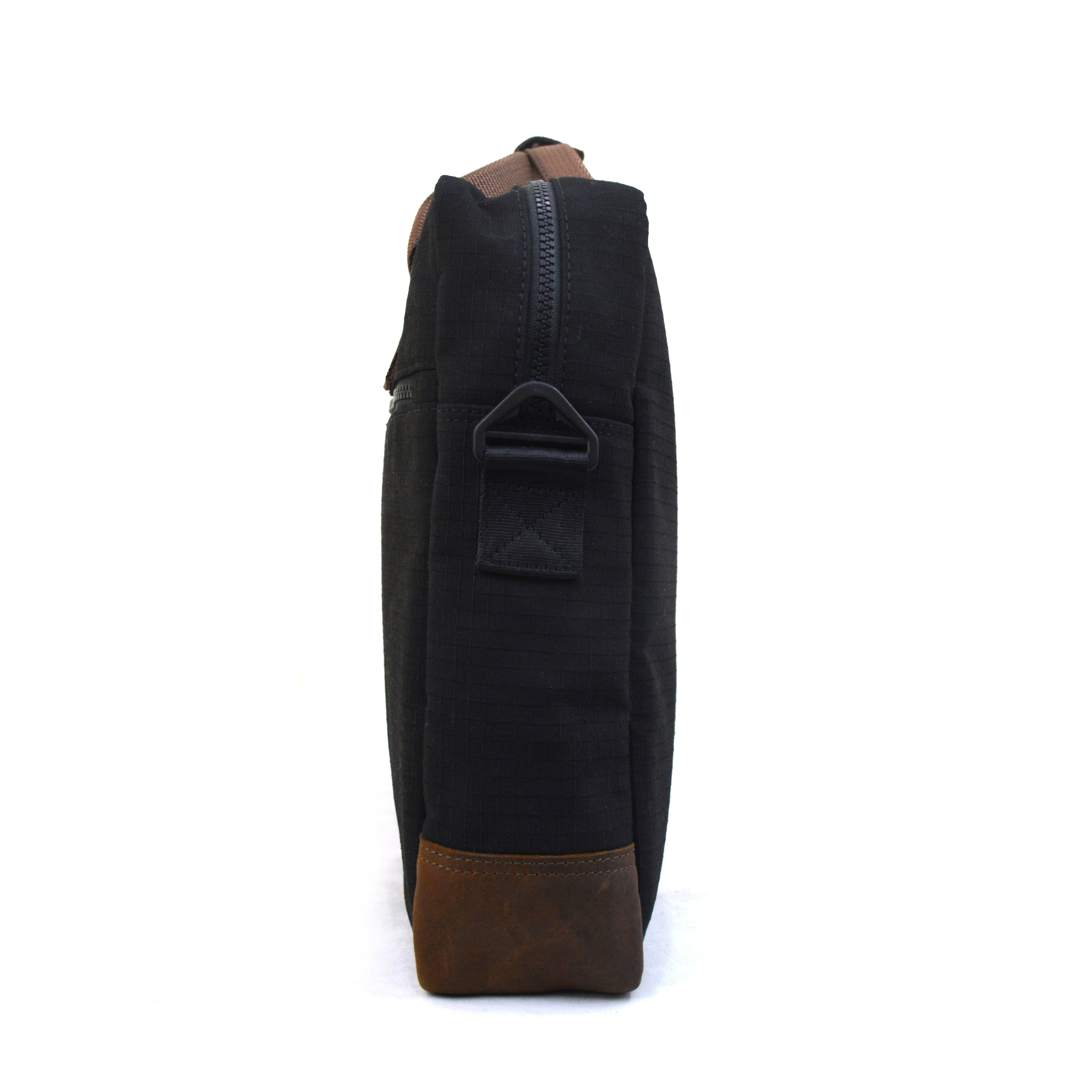 Black Cappuccino Co-founder's Bag in Black Canvas & Salvaged Nubuck [15" laptop bag]