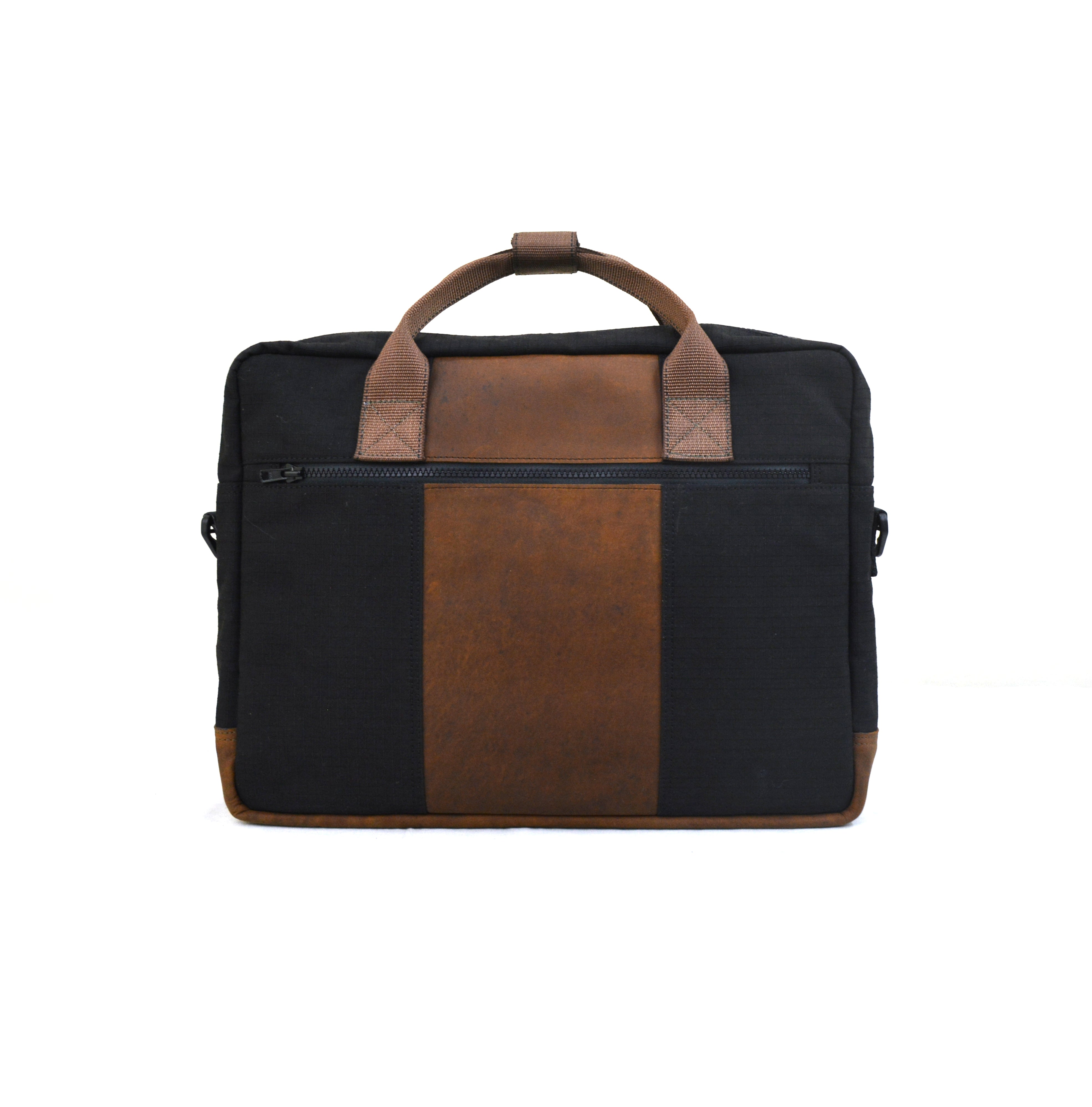 Black Cappuccino Co-founder's Bag in Black Canvas & Salvaged Nubuck [15" laptop bag]