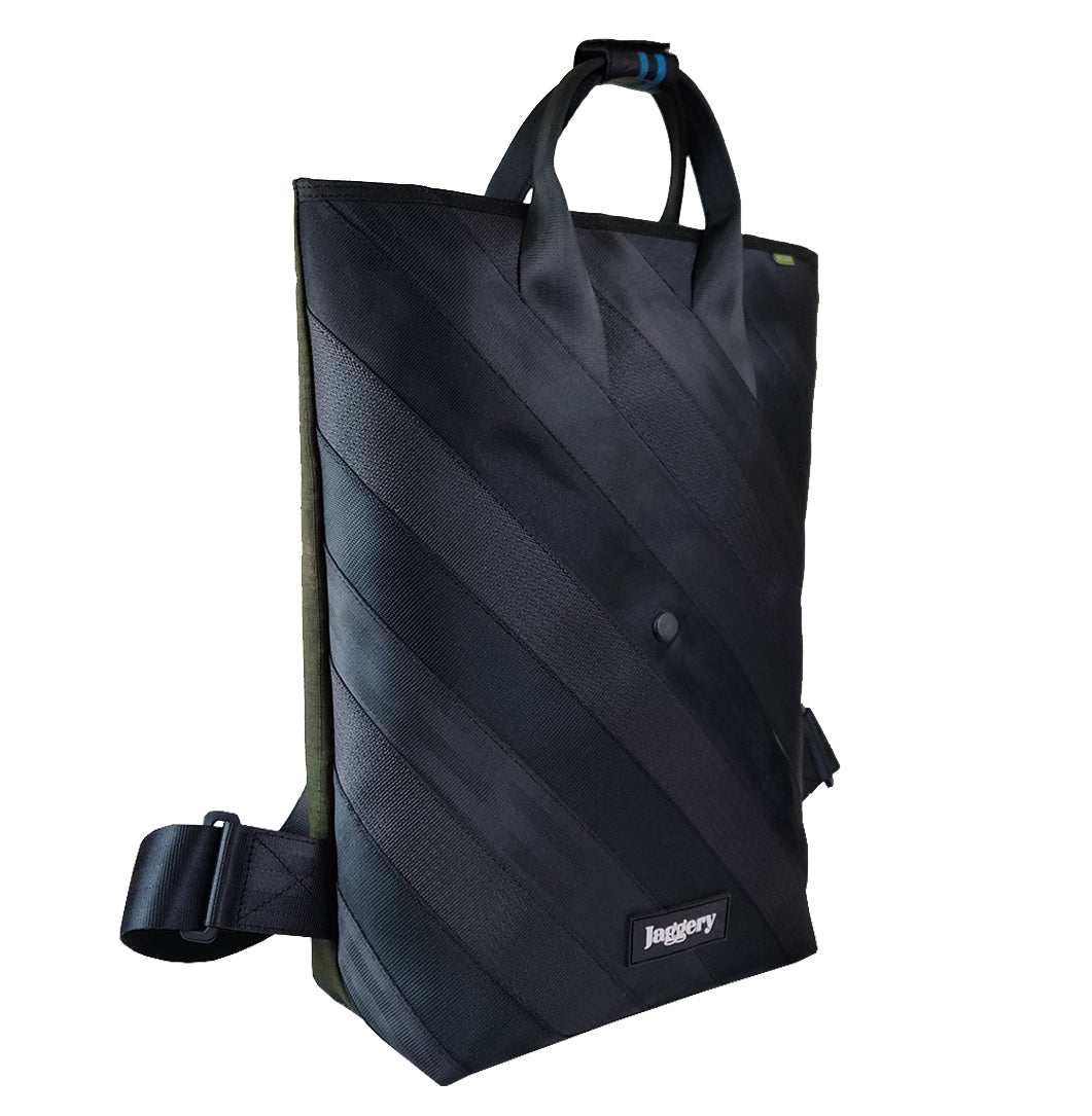 Noir Day Tripper Backpack in Rescued Car Seat Belts