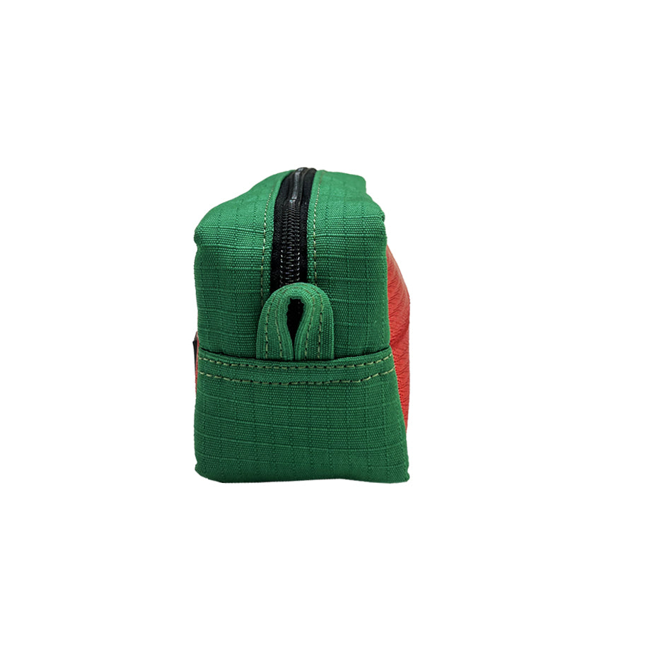 Travel Kit in Red and Green Decommissioned Cargo Belts (M)