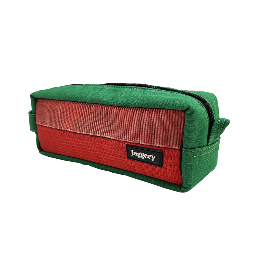 Travel Kit in Red and Green Decommissioned Cargo Belts (M)