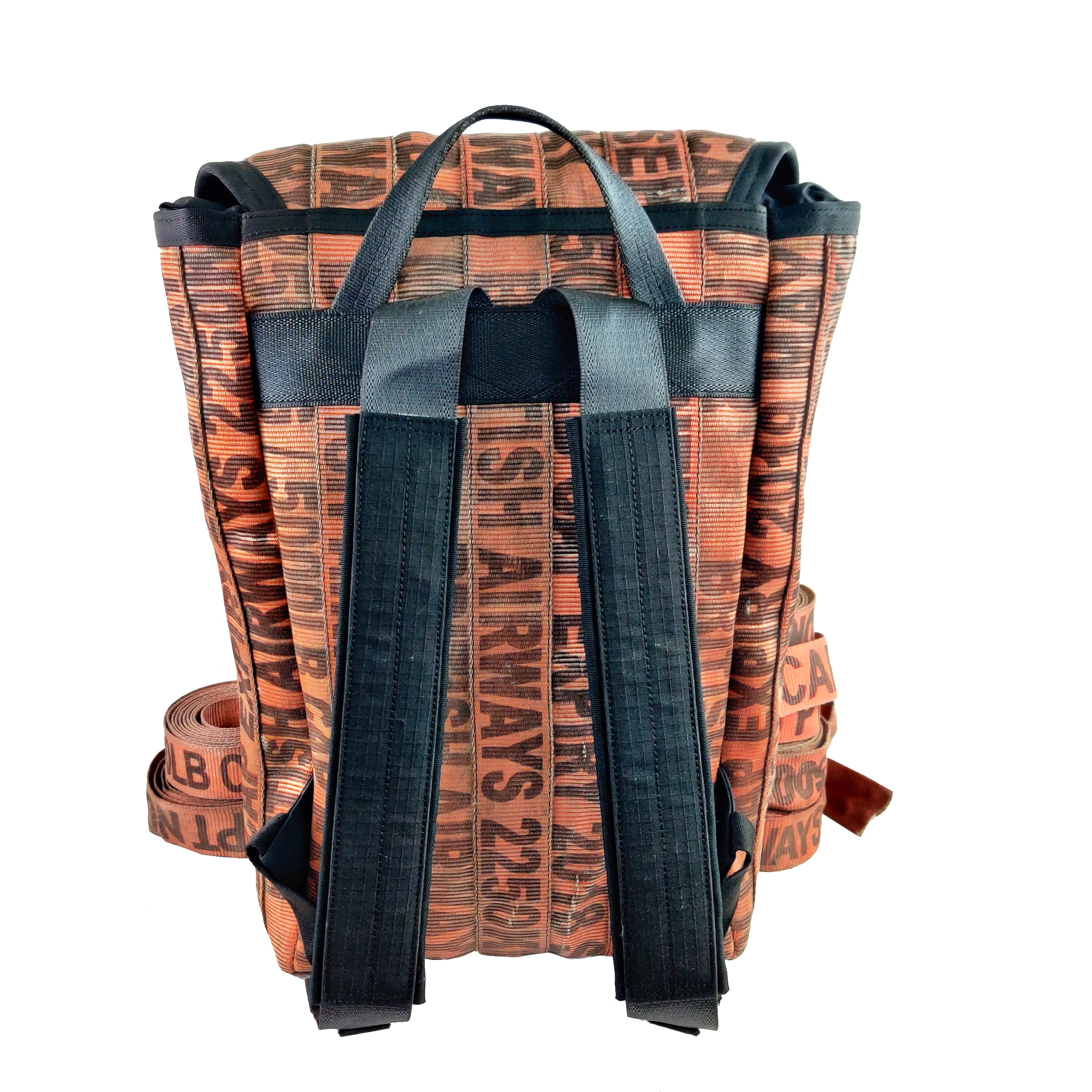 Serially Circular Fausto Backpack in Ex-British Cargo Belts & Rescued Car Seat Belts [15" Laptop bag]