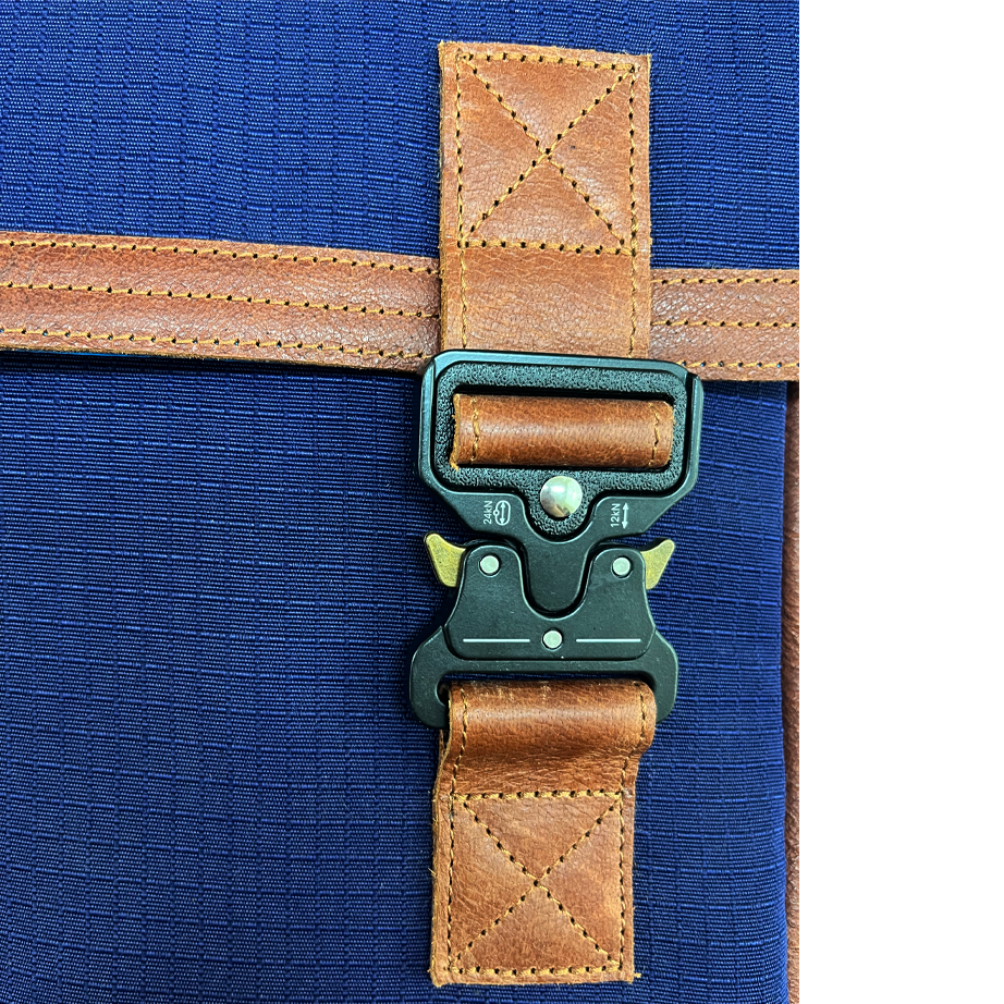 Freelancer's Satchel Bag in Blue Canvas & Salvaged Leather