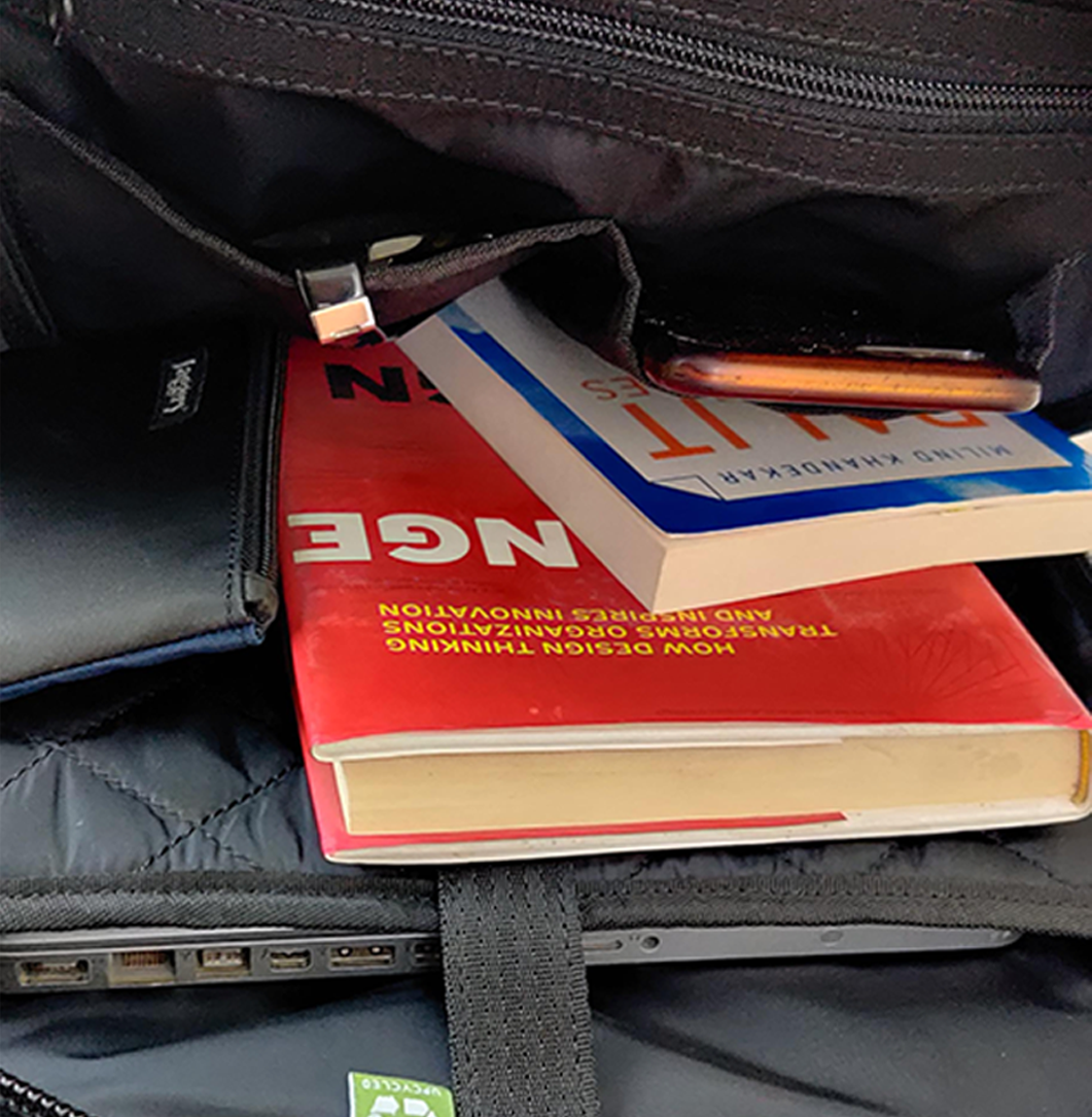 Noir Front Pack in Rescued Car Seat Belts [15" laptop bag]