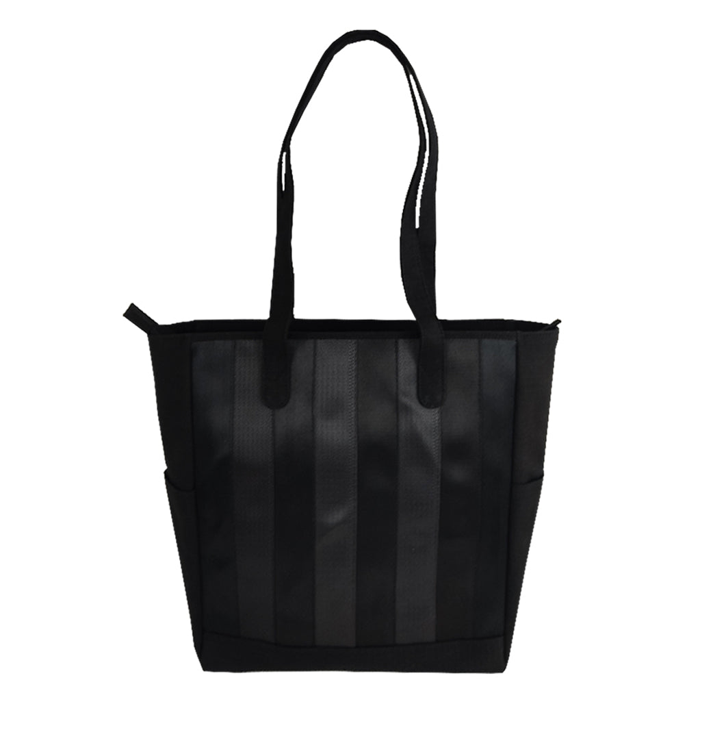 Noir Marlini Tote in Rescued Car Seat Belts