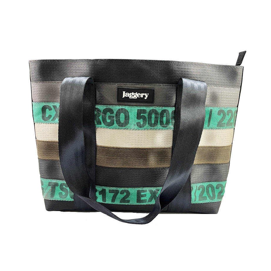 Heryana Surplus Tote in Green Ex-Cargo & Rescued Car Seat Belts