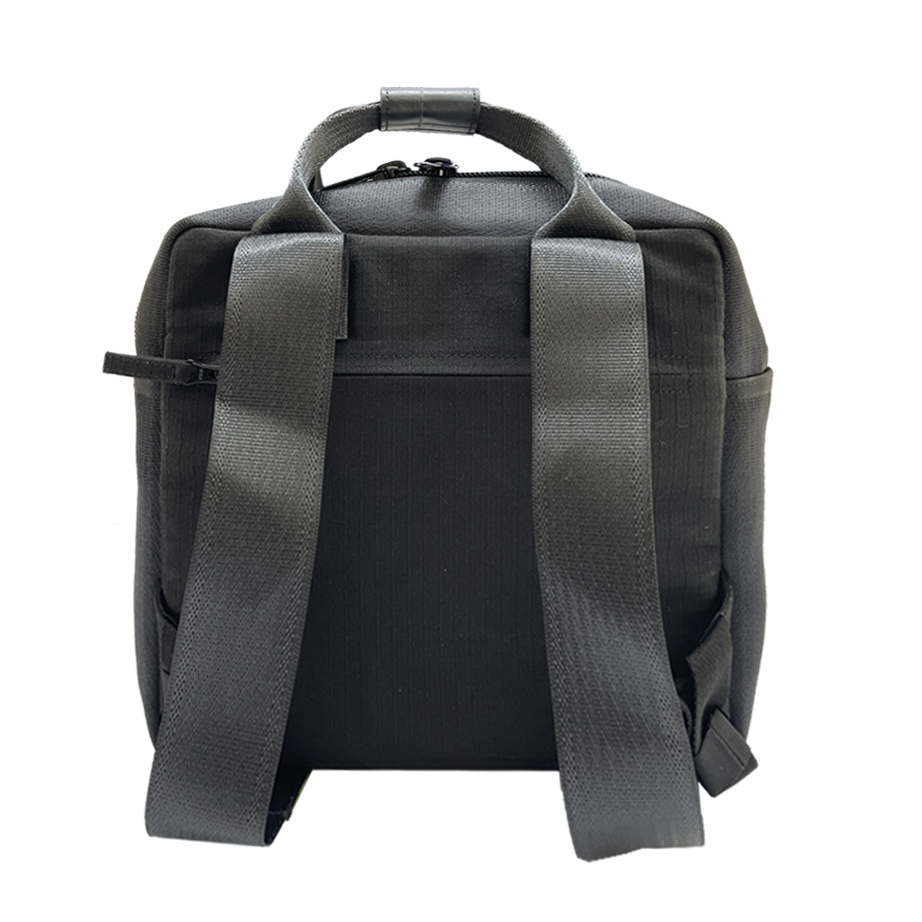 Heryana Mini Co-founder's Satchel in Green Ex-Cargo Belts & Rescued Car Seat Belts [10" Cafe Bag]