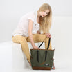 Outback and Beyond Marlini Tote Bag in Rescued Army Olive Green Canvas & Salvaged Nubuck