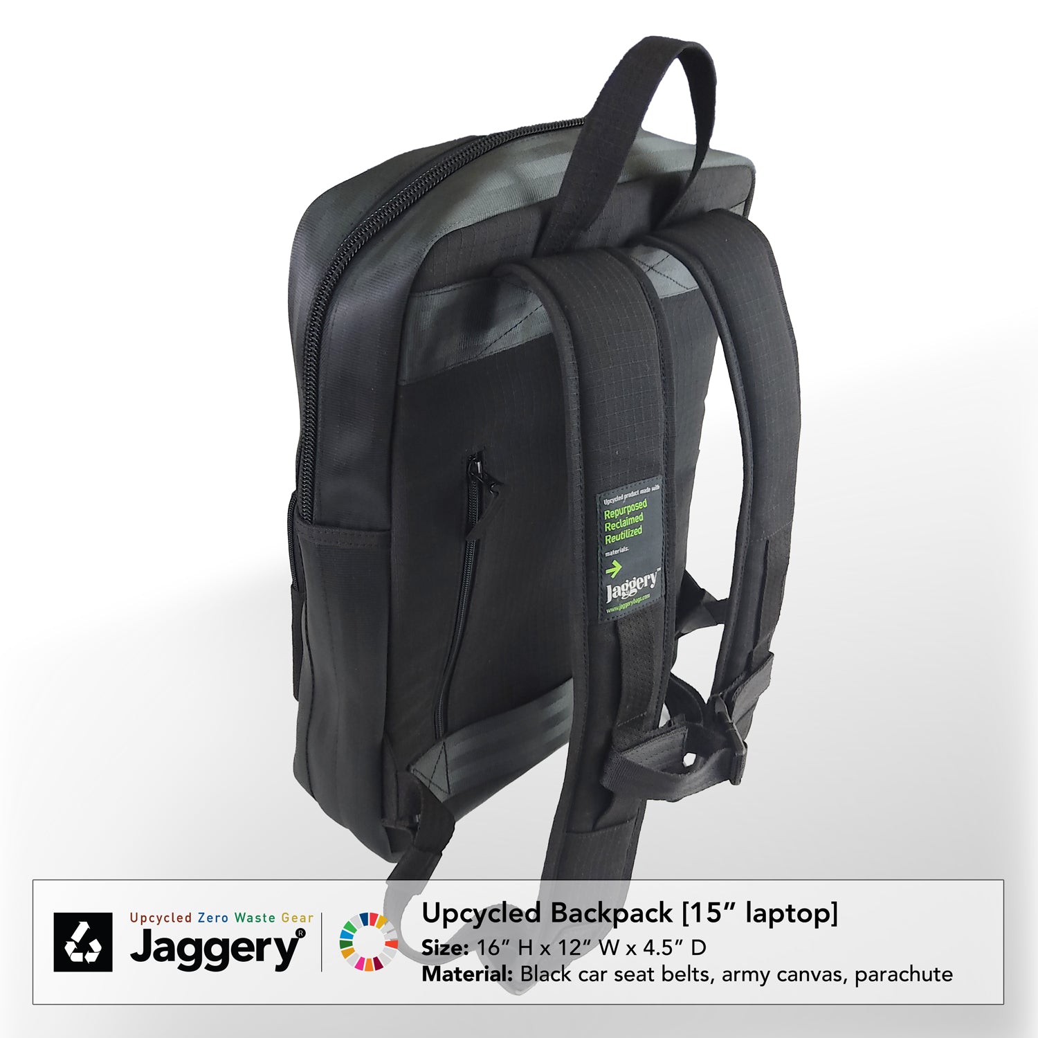 Pervasive Backpack in Black Car Seat Belts [15"laptop bag]