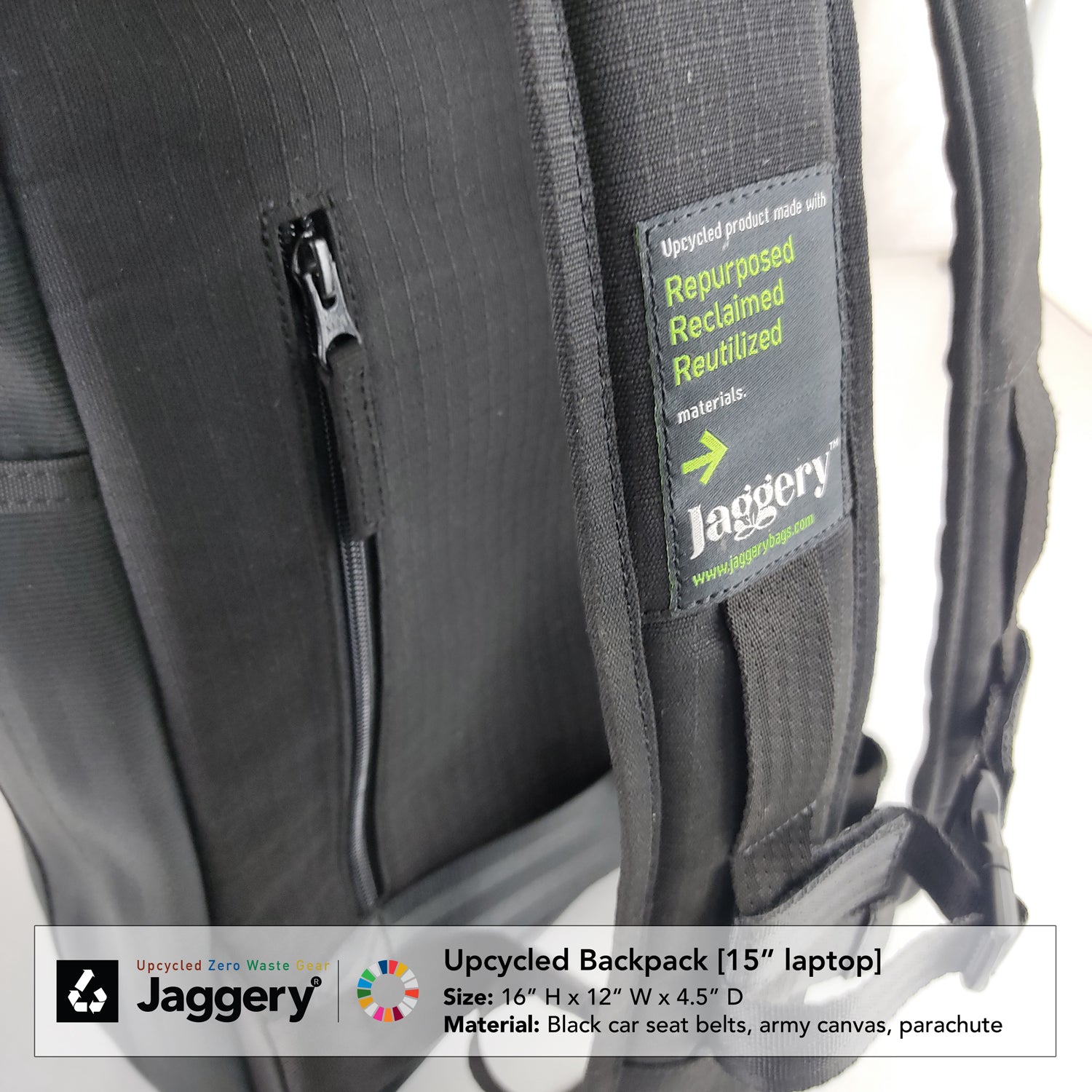 Pervasive Backpack in Black Car Seat Belts [15"laptop bag]