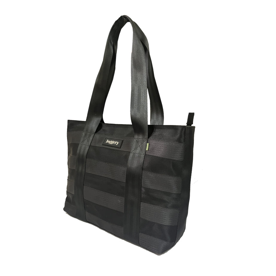 Noir Surplus Tote in Rescued Car Seat Belts