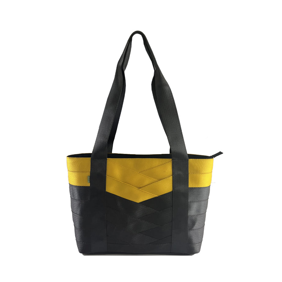 Surplus Yellow & Black Tote Bag in Cargo Belts and Car Seat Belts